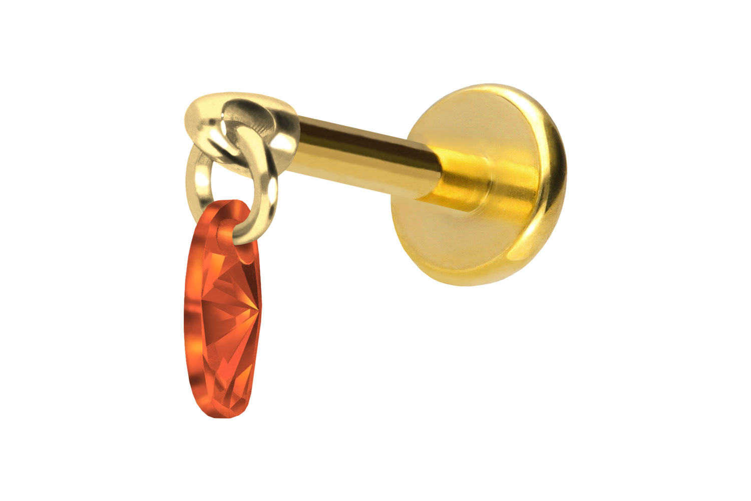 Titan Labret Piercing mit Push Fit KRISTALLOVAL
